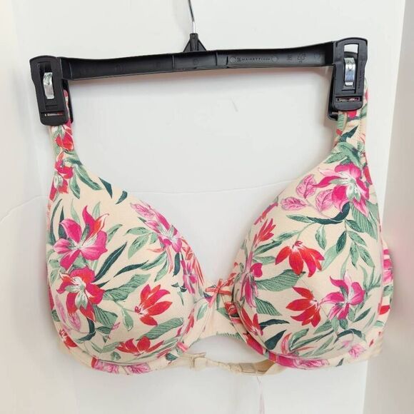 Cacique Womens Lightly Lined T-shirt Bra Womens 36F Printed Palmd Underwire - Picture 1 of 9